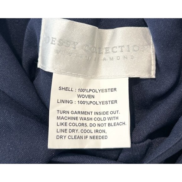 Dessy Collection NWT High Neck Backless Crepe Trumpet Midnight Gown Size 4 - Picture 5 of 7